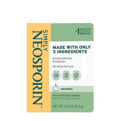 Neosporin Simply Formula 3-Zutaten Antibiotische Salbe für Erste Hilfe und Wundversorgung mit Bacitracin Zink und Polymyxin B Sulfat, Konservierungsmittel-, Paraben- und Neomycin-frei, 0,5 Unze