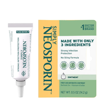 Neosporin Simply Formula 3-Zutaten Antibiotische Salbe für Erste Hilfe und Wundversorgung mit Bacitracin Zink und Polymyxin B Sulfat, Konservierungsmittel-, Paraben- und Neomycin-frei, 0,5 Unze