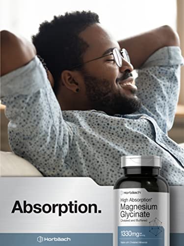 Horbaach Magnesium Glycinat 1330 mg | 250 Kapseln | Gepuffert mit chelatierten Mineralien | 240 mg pro Portion | Non-GMO, glutenfreies Nahrungsergänzungsmittel