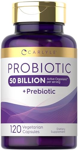 Carlyle Probiotika mit Präbiotika | 120 Kapseln | 50 Milliarden aktive Organismen | Non-GMO & Glutenfrei