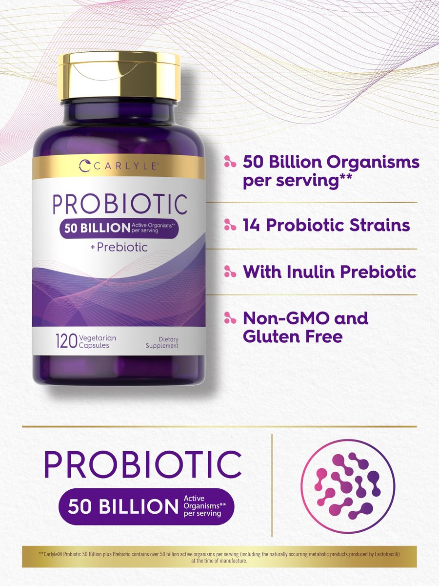 Carlyle Probiotika mit Präbiotika | 120 Kapseln | 50 Milliarden aktive Organismen | Non-GMO & Glutenfrei