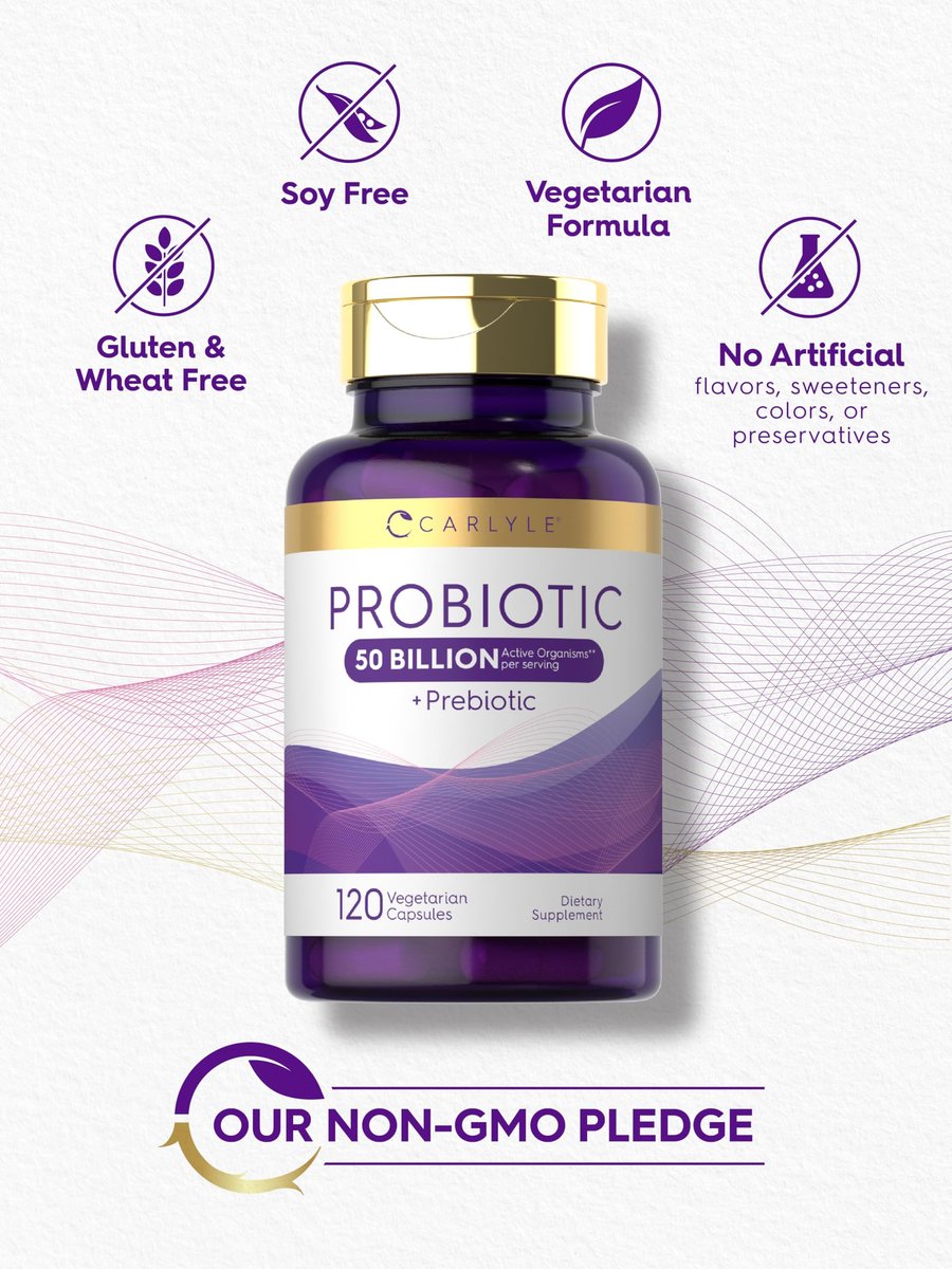 Carlyle Probiotika mit Präbiotika | 120 Kapseln | 50 Milliarden aktive Organismen | Non-GMO & Glutenfrei
