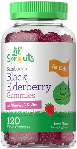 Carlyle Holunderbeeren Gummibärchen für Kinder | 120 Stück | mit Zink und Vitamin C | Beerengeschmack | Vegan, Nicht-GVO und Glutenfrei | von Lil' Sprouts