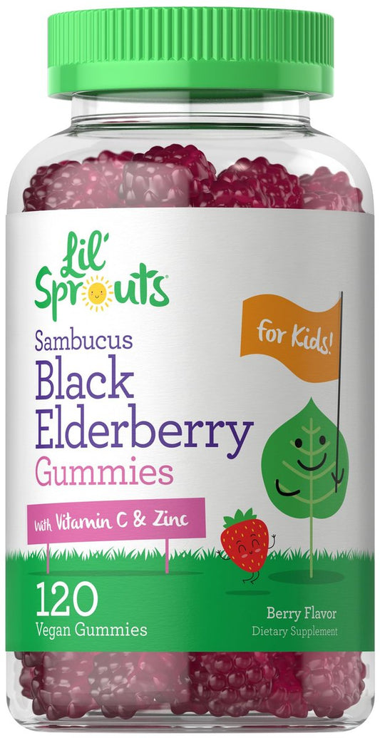 Carlyle Holunderbeeren Gummibärchen für Kinder | 120 Stück | mit Zink und Vitamin C | Beerengeschmack | Vegan, Nicht-GVO und Glutenfrei | von Lil' Sprouts