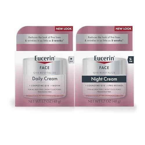 Eucerin Q10 Hautpflege-Set, Anti-Falten Tagescreme mit Biotin (50 ml) + Anti-Falten Nachtcreme mit Pro-Retinol (50 ml) – Pflegendes Geschenkset