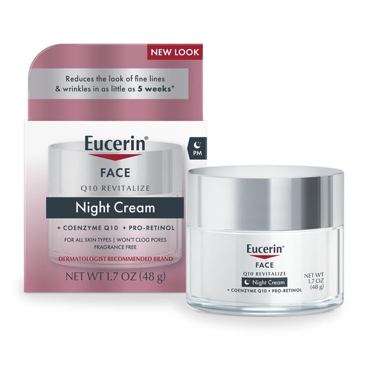 Eucerin Q10 Anti-Falten Nachtcreme mit Pro-Retinol, Gesichtscreme für empfindliche Haut, 48 ml Glas