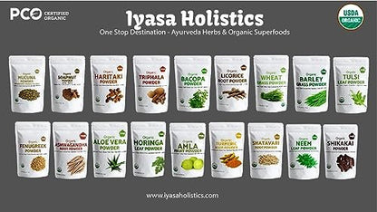 Iyasa Holistics Bio Moringa Blattpulver 113 g - USDA Bio-zertifiziertes reines Moringa Oleifera Superfood Pulver - Grüner Smoothie, Tee, Energie-Booster - Reine Ayurveda Produkte