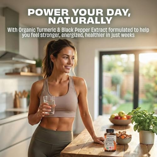 Pomona Wellness Bio Kurkuma Kapseln 2100 mg, USDA Organic, Nicht-GVO, Vegan, Kurkuma Curcumin mit Schwarzem Pfeffer für bessere Absorption, für Gelenkunterstützung und Immunsystem, 120 Tabletten