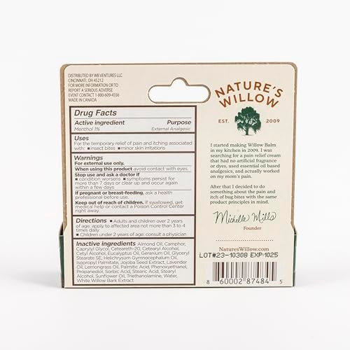 Nature's Willow Bug Bite Balm – Natürlicher Insektenstich-Balsam gegen Schmerz & Juckreiz, 0,5 oz
