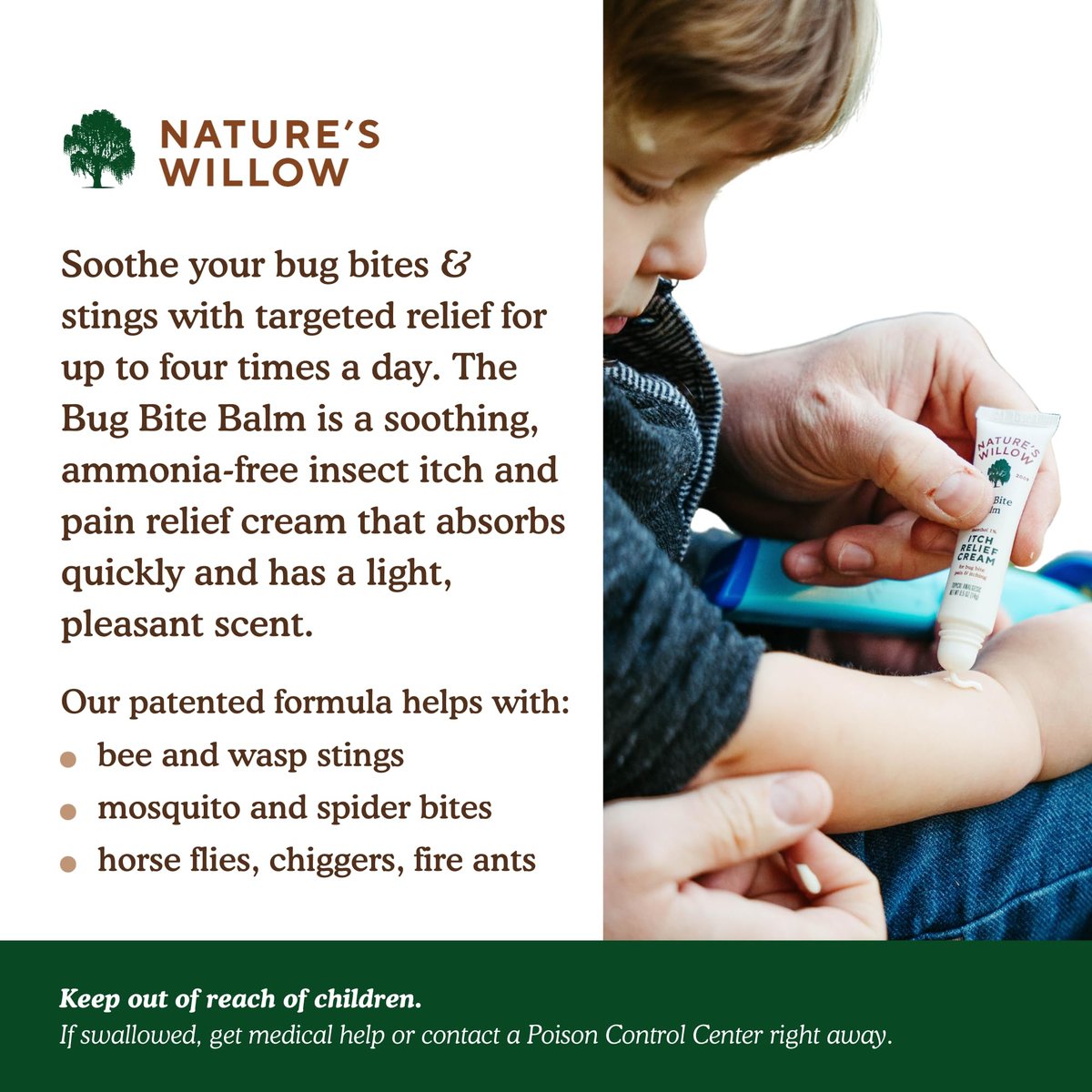 Nature's Willow Bug Bite Balm – Natürlicher Insektenstich-Balsam gegen Schmerz & Juckreiz, 0,5 oz