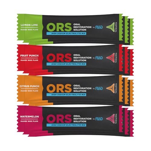 Fluid Tactical ORS (Orale Rehydratationslösung) – 12er-Pack Geschmacksvariationen – Extreme Dehydrierung Elektrolyte – Schnellere Erholung
