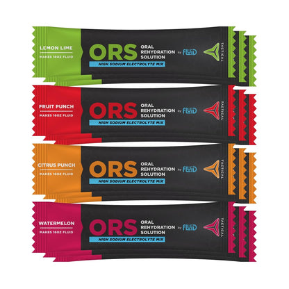 Fluid Tactical ORS (Orale Rehydratationslösung) – 12er-Pack Geschmacksvariationen – Extreme Dehydrierung Elektrolyte – Schnellere Erholung