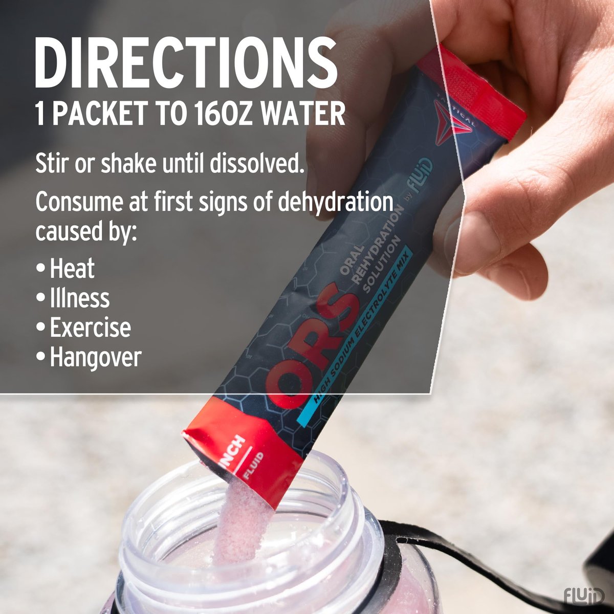 Fluid Tactical ORS (Orale Rehydratationslösung) – 12er-Pack Geschmacksvariationen – Extreme Dehydrierung Elektrolyte – Schnellere Erholung