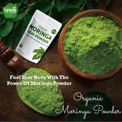 Iyasa Holistics Bio Moringa Blattpulver 113 g - USDA Bio-zertifiziertes reines Moringa Oleifera Superfood Pulver - Grüner Smoothie, Tee, Energie-Booster - Reine Ayurveda Produkte