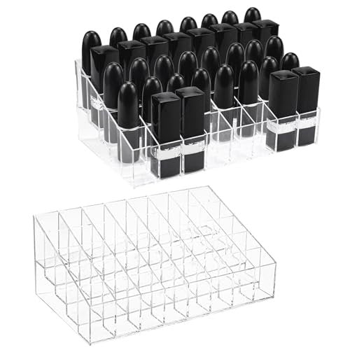 Hedume 2er-Pack Lippenstift & Make-up Organizer, 40 Fächer Acryl Kosmetik-Aufbewahrungsbox für Lippenstifte, Pinsel, Flaschen