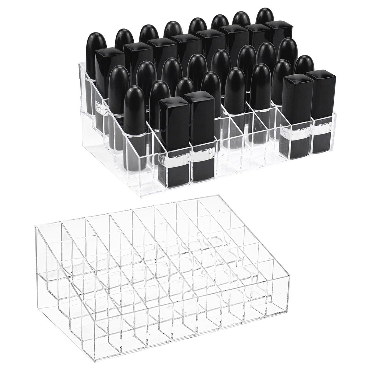 Hedume 2er-Pack Lippenstift & Make-up Organizer, 40 Fächer Acryl Kosmetik-Aufbewahrungsbox für Lippenstifte, Pinsel, Flaschen