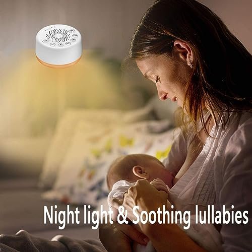 Easysleep Weißes Rauschen Maschine mit 25 beruhigenden Klängen und Nachtlicht, Speicherfunktion, 32 Lautstärkestufen, 5 Schlaf-Timer, AC oder USB betrieben, für Schlaf und Entspannung (Weiß)