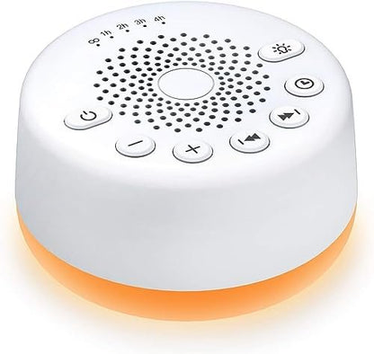 Easysleep Weißes Rauschen Maschine mit 25 beruhigenden Klängen und Nachtlicht, Speicherfunktion, 32 Lautstärkestufen, 5 Schlaf-Timer, AC oder USB betrieben, für Schlaf und Entspannung (Weiß)