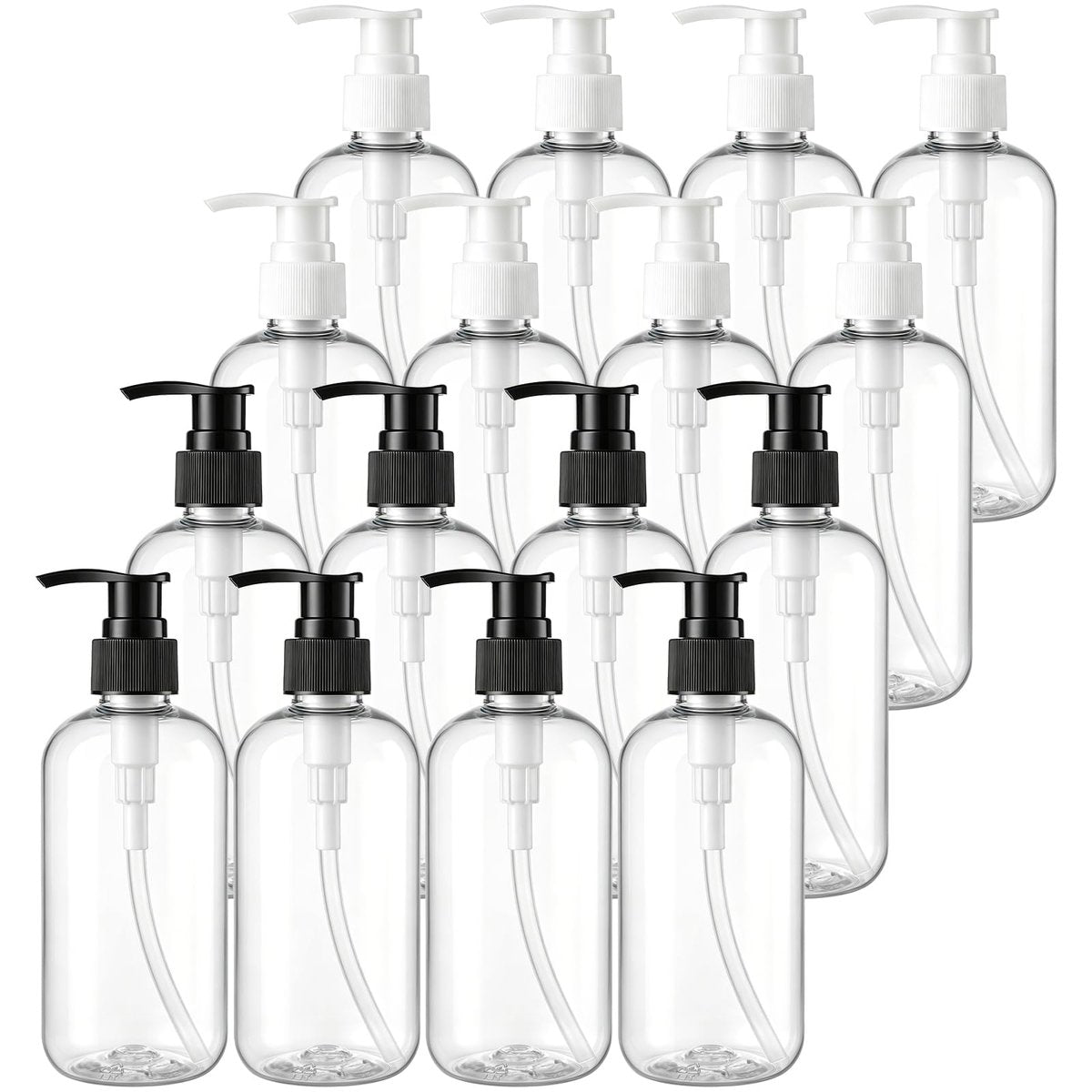 Bekith 16er-Pack leere Kunststoff-Pumpflaschen, 240 ml, transparente Nachfüllflaschen für Seife, Lotion, Shampoo und mehr