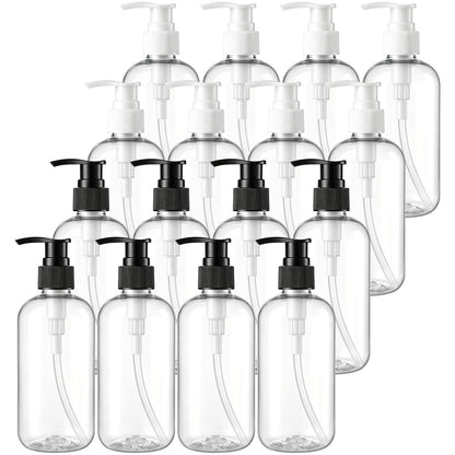 Bekith 16er-Pack leere Kunststoff-Pumpflaschen, 240 ml, transparente Nachfüllflaschen für Seife, Lotion, Shampoo und mehr
