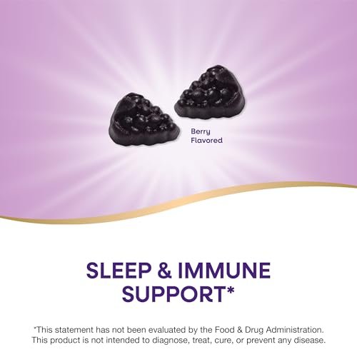 Nature's Way Sambucus Sleep + Immune Gummibärchen für Erwachsene – mit Melatonin, Vitamin C, L-Theanin, Zink – 50 Stück