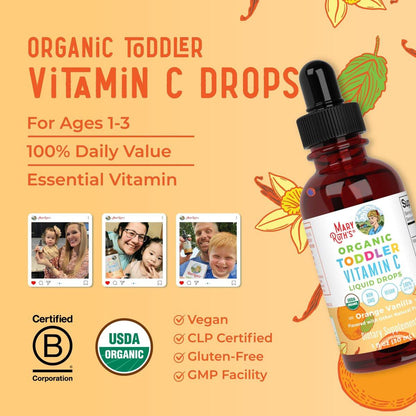 MARYRUTH'S Bio Vitamin C Tropfen für Kleinkinder | 1-3 Jahre | 15 mg pro Portion | Immununterstützung & allgemeine Gesundheit | Vegan | Zuckerfrei | Glutenfrei | Non-GMO | 30 Portionen