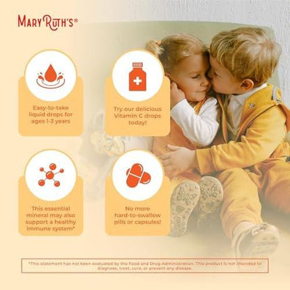 MARYRUTH'S Bio Vitamin C Tropfen für Kleinkinder | 1-3 Jahre | 15 mg pro Portion | Immununterstützung & allgemeine Gesundheit | Vegan | Zuckerfrei | Glutenfrei | Non-GMO | 30 Portionen