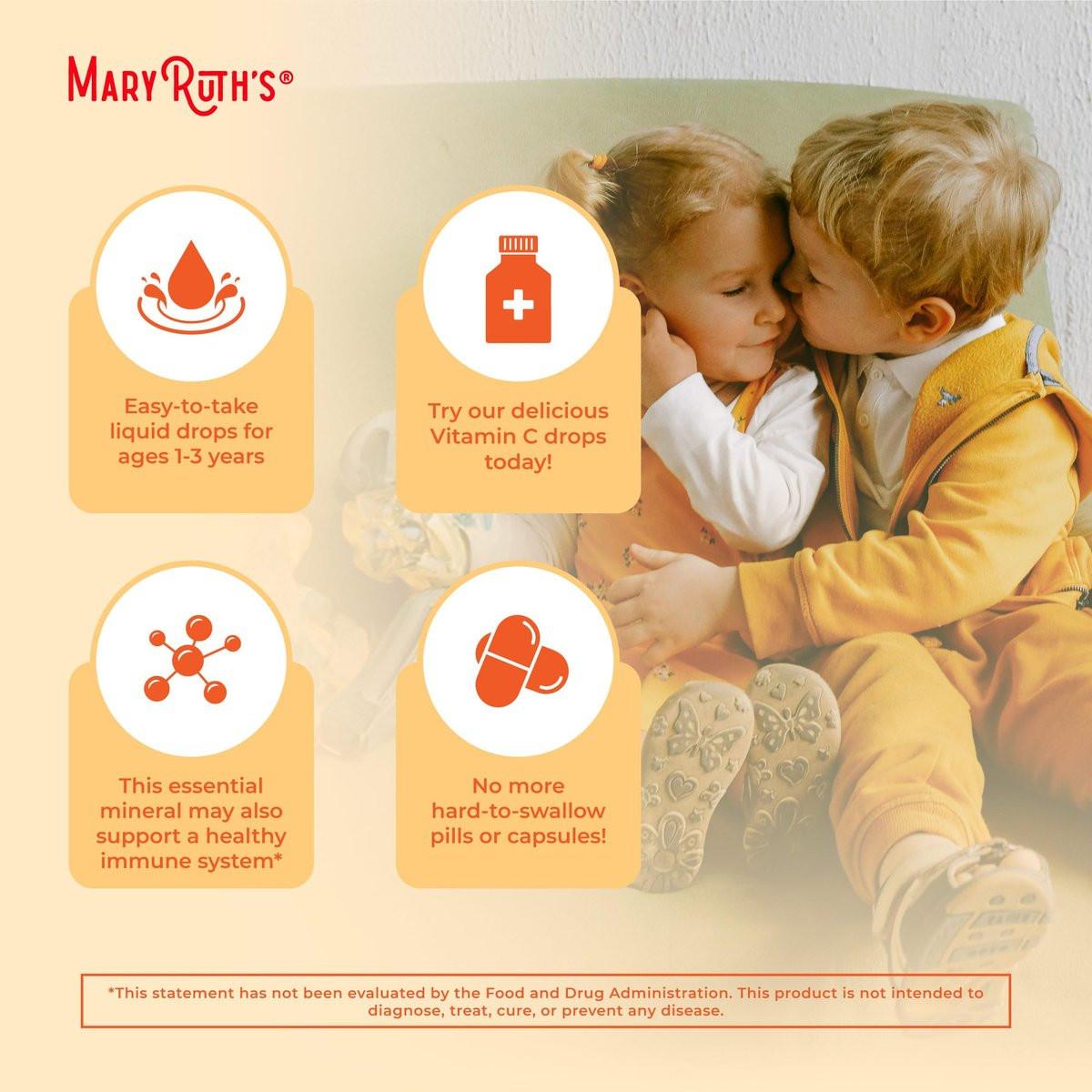 MARYRUTH'S Bio Vitamin C Tropfen für Kleinkinder | 1-3 Jahre | 15 mg pro Portion | Immununterstützung & allgemeine Gesundheit | Vegan | Zuckerfrei | Glutenfrei | Non-GMO | 30 Portionen