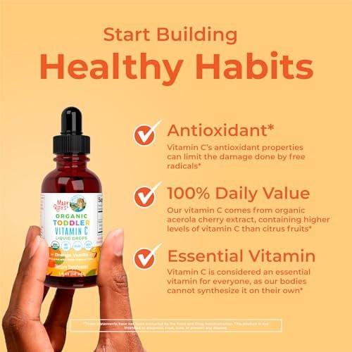 MARYRUTH'S Bio Vitamin C Tropfen für Kleinkinder | 1-3 Jahre | 15 mg pro Portion | Immununterstützung & allgemeine Gesundheit | Vegan | Zuckerfrei | Glutenfrei | Non-GMO | 30 Portionen
