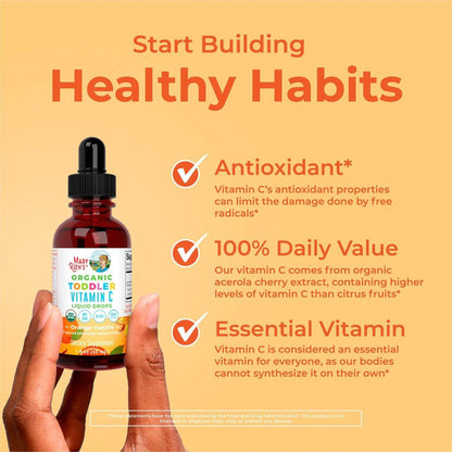 MARYRUTH'S Bio Vitamin C Tropfen für Kleinkinder | 1-3 Jahre | 15 mg pro Portion | Immununterstützung & allgemeine Gesundheit | Vegan | Zuckerfrei | Glutenfrei | Non-GMO | 30 Portionen