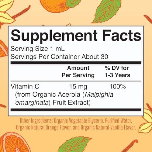 MARYRUTH'S Bio Vitamin C Tropfen für Kleinkinder | 1-3 Jahre | 15 mg pro Portion | Immununterstützung & allgemeine Gesundheit | Vegan | Zuckerfrei | Glutenfrei | Non-GMO | 30 Portionen