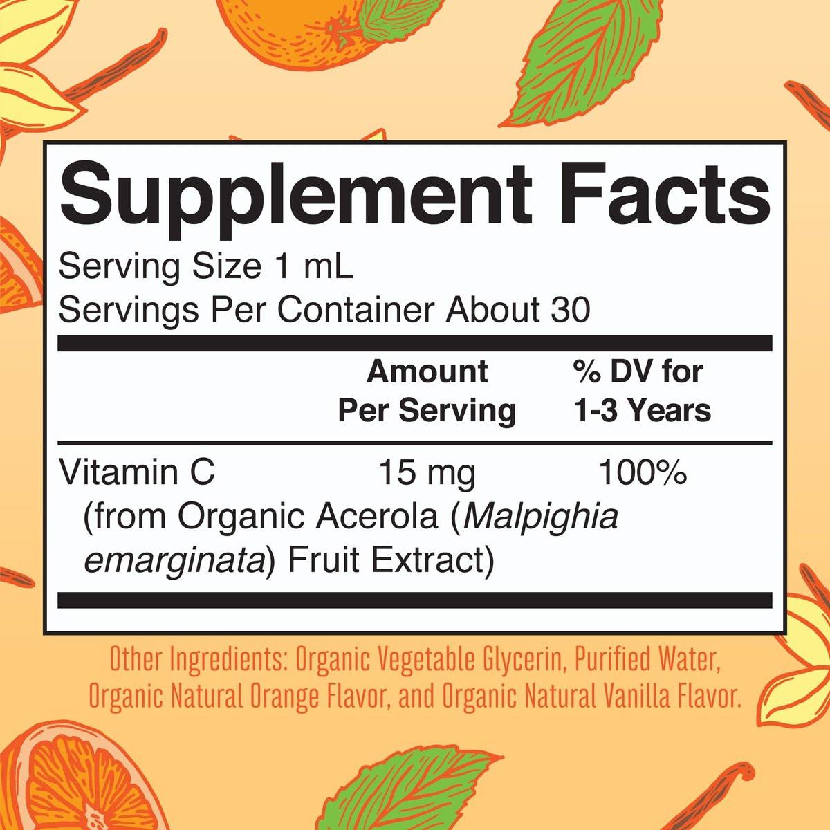 MARYRUTH'S Bio Vitamin C Tropfen für Kleinkinder | 1-3 Jahre | 15 mg pro Portion | Immununterstützung & allgemeine Gesundheit | Vegan | Zuckerfrei | Glutenfrei | Non-GMO | 30 Portionen