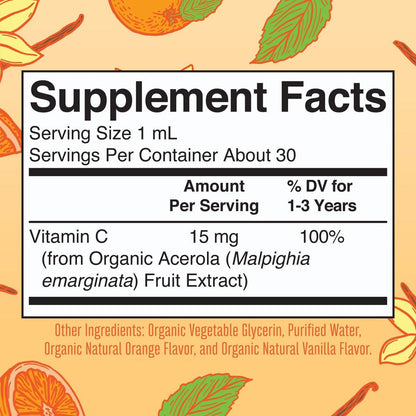 MARYRUTH'S Bio Vitamin C Tropfen für Kleinkinder | 1-3 Jahre | 15 mg pro Portion | Immununterstützung & allgemeine Gesundheit | Vegan | Zuckerfrei | Glutenfrei | Non-GMO | 30 Portionen