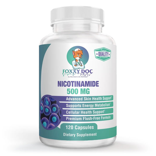 Dr. Valerie Nelson Nicotinamid 500 mg - Vitamin B3 – Energie, Zell- & Hautgesundheit. Preiswert - Flush-frei - 120 vegane Kapseln