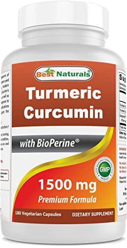 Best Naturals Kurkuma Curcumin 1500 mg/Portion mit Bioperin – 180 vegane Kapseln