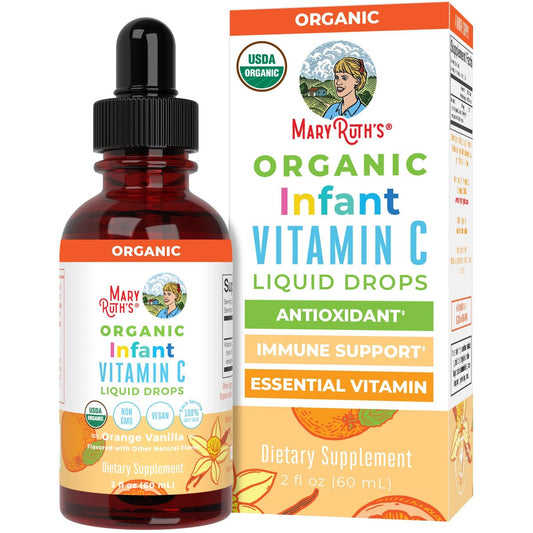 MARYRUTH'S Vitamin-C-Tropfen für Säuglinge & Babys | USDA Bio flüssiges Vitamin C für Babys ab 6 Monaten | Immununterstützung | Vegan & ohne Gentechnik | 60 ml