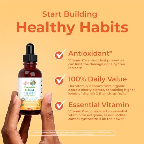 MARYRUTH'S Vitamin-C-Tropfen für Säuglinge & Babys | USDA Bio flüssiges Vitamin C für Babys ab 6 Monaten | Immununterstützung | Vegan & ohne Gentechnik | 60 ml