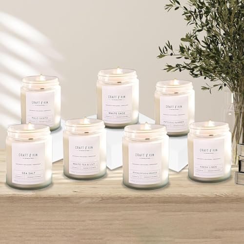 Craft & Kin Weißer Salbei Duftkerze zur Reinigung | 8 Oz 45 Stunden langanhaltende Feiertagskerze | Klassische Soja Woodwick Winterkerze | Hergestellt mit natürlichem Soja | Geschenk für Männer und Frauen
