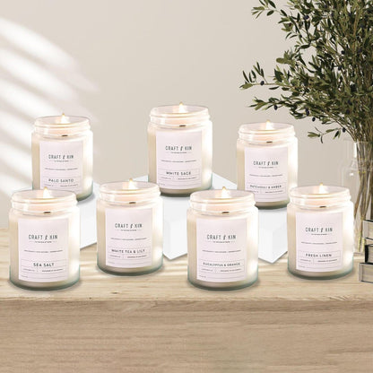 Craft & Kin Weißer Salbei Duftkerze zur Reinigung | 8 Oz 45 Stunden langanhaltende Feiertagskerze | Klassische Soja Woodwick Winterkerze | Hergestellt mit natürlichem Soja | Geschenk für Männer und Frauen