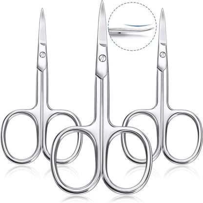 3-teilige gebogene Nagelhautschere aus Edelstahl – Maniküreschere für Nagelhaut, Augenbrauen, Wimpern und trockene Haut