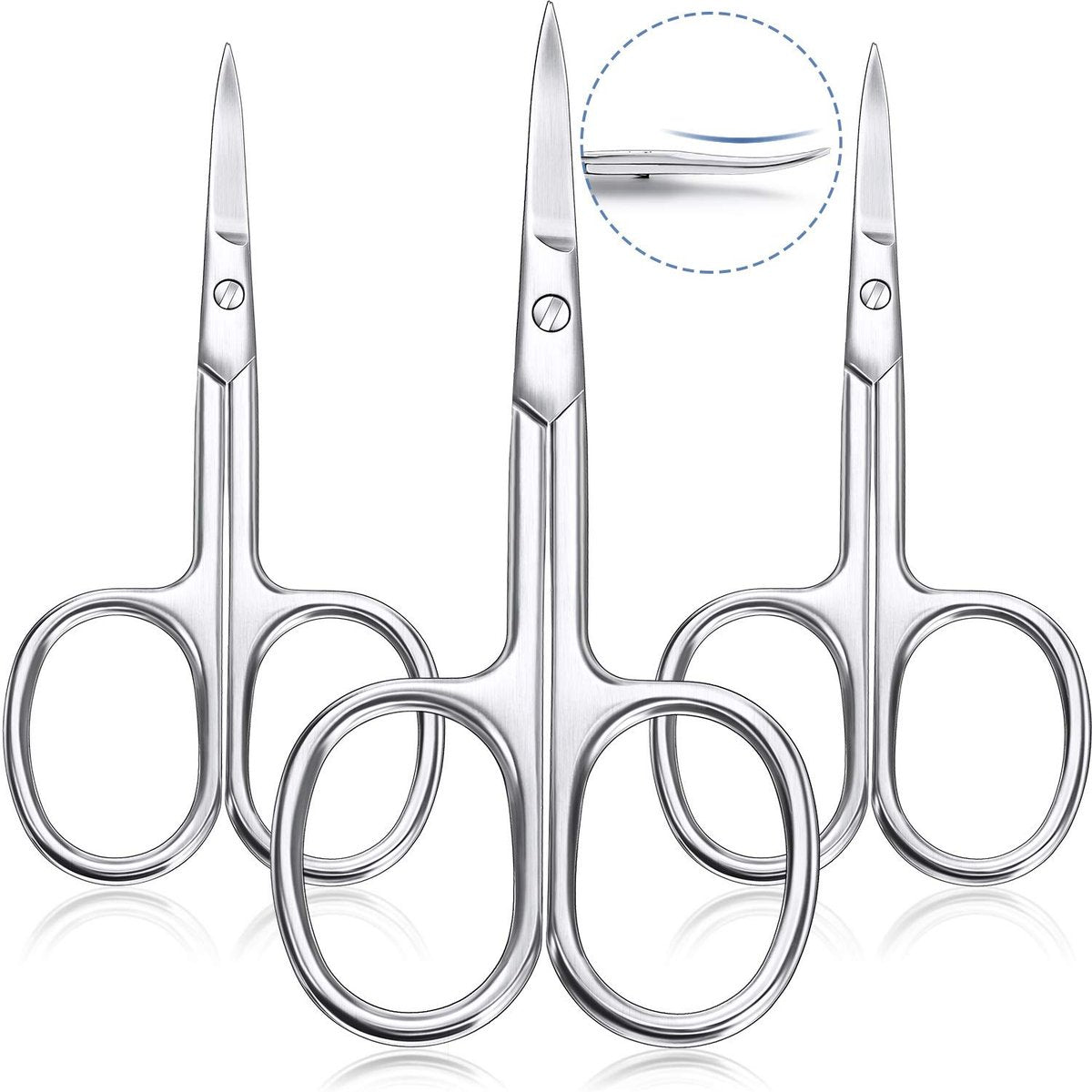 3-teilige gebogene Nagelhautschere aus Edelstahl – Maniküreschere für Nagelhaut, Augenbrauen, Wimpern und trockene Haut