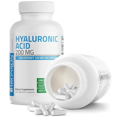 Bronson Hyaluronsäure 200 mg – Hochdosiert für Gelenke & Haut, Non-GMO, 100 vegane Kapseln