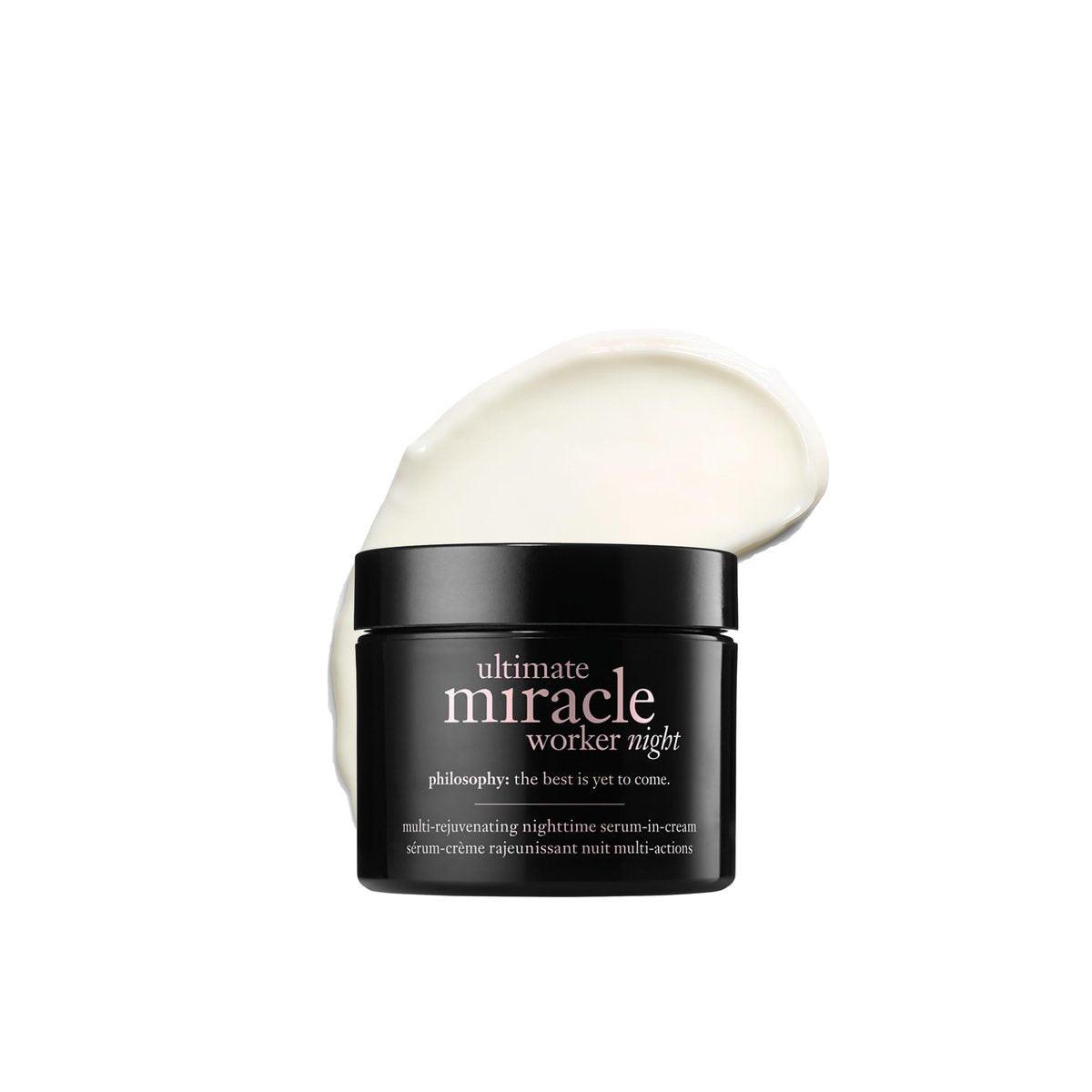 philosophy ultimate miracle worker Multi-Rejuvenating Night Serum-in-Cream Feuchtigkeitscreme mit Retinol - Anti-Aging gegen feine Linien & Falten - 2 fl oz