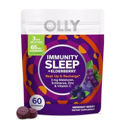 OLLY Immunity Sleep Gummy – Unterstützung für Immunsystem und Schlaf mit Melatonin, Echinacea, Zink, Vitamin C, 60 Stück
