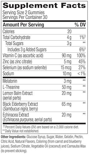 OLLY Immunity Sleep Gummy – Unterstützung für Immunsystem und Schlaf mit Melatonin, Echinacea, Zink, Vitamin C, 60 Stück