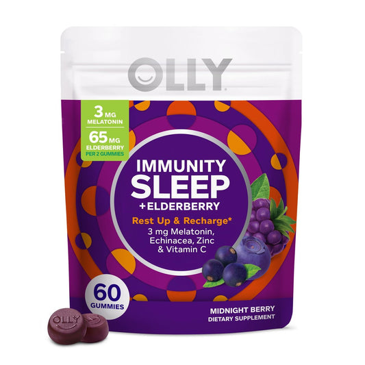 OLLY Immunity Sleep Gummy – Unterstützung für Immunsystem und Schlaf mit Melatonin, Echinacea, Zink, Vitamin C, 60 Stück