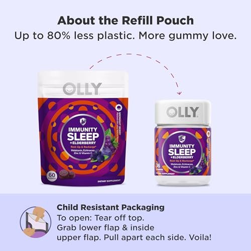 OLLY Immunity Sleep Gummy – Unterstützung für Immunsystem und Schlaf mit Melatonin, Echinacea, Zink, Vitamin C, 60 Stück