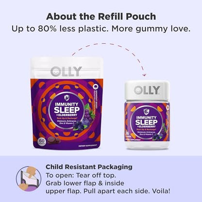 OLLY Immunity Sleep Gummy – Unterstützung für Immunsystem und Schlaf mit Melatonin, Echinacea, Zink, Vitamin C, 60 Stück