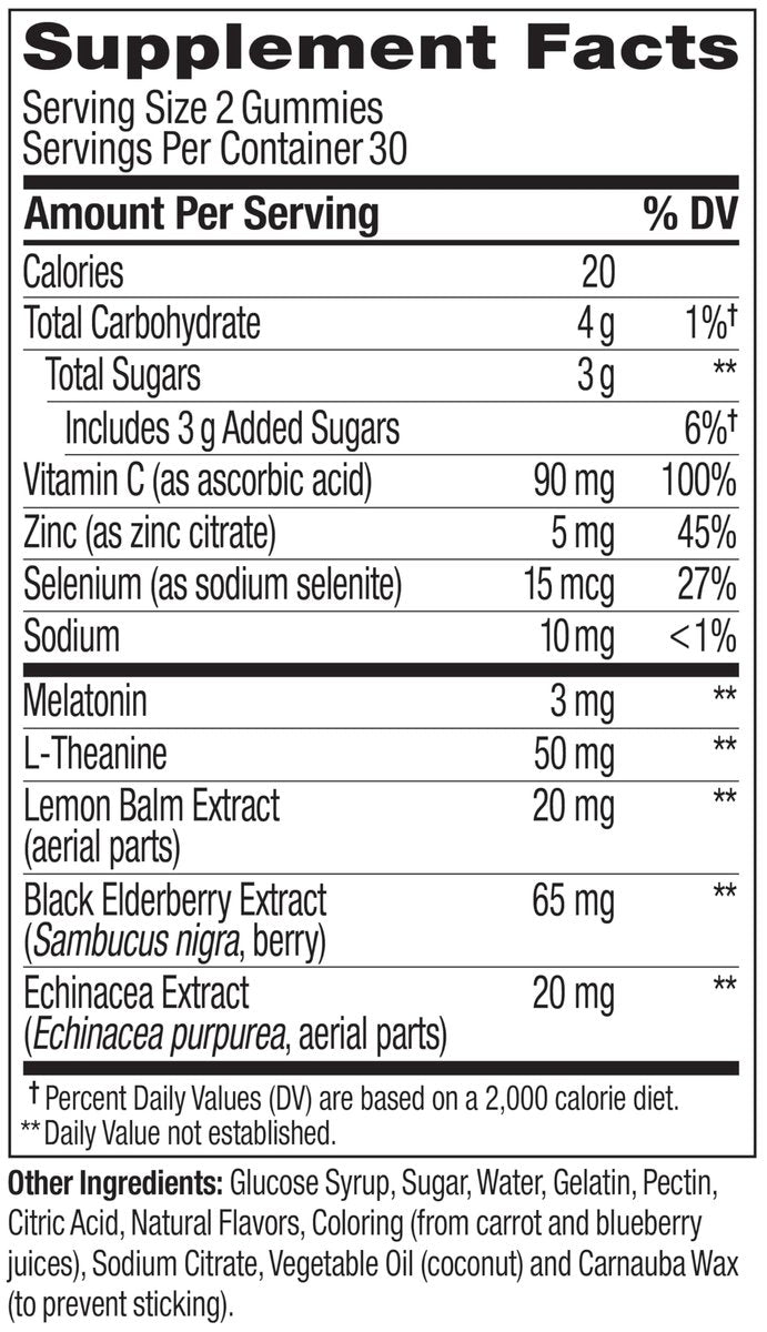 OLLY Immunity Sleep Gummy – Unterstützung für Immunsystem und Schlaf mit Melatonin, Echinacea, Zink, Vitamin C, 60 Stück
