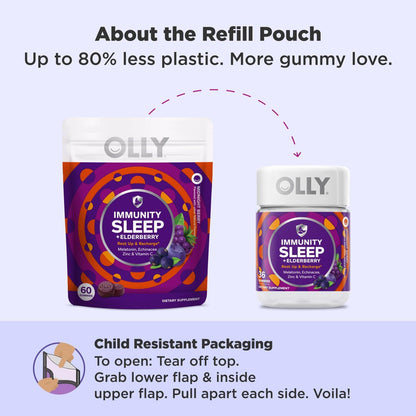 OLLY Immunity Sleep Gummy – Unterstützung für Immunsystem und Schlaf mit Melatonin, Echinacea, Zink, Vitamin C, 60 Stück